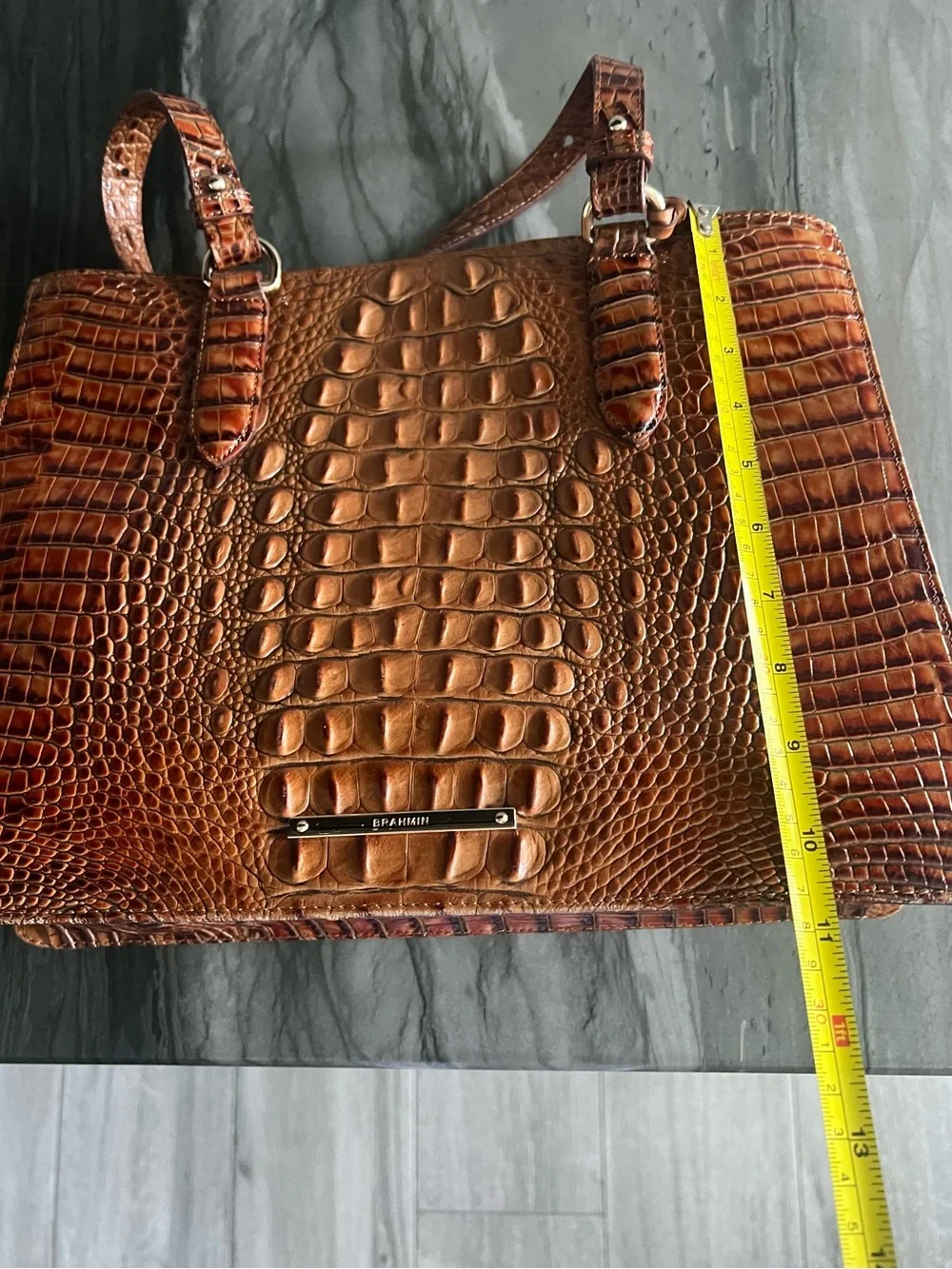 Croc-Embossed Tote in Warm Brown